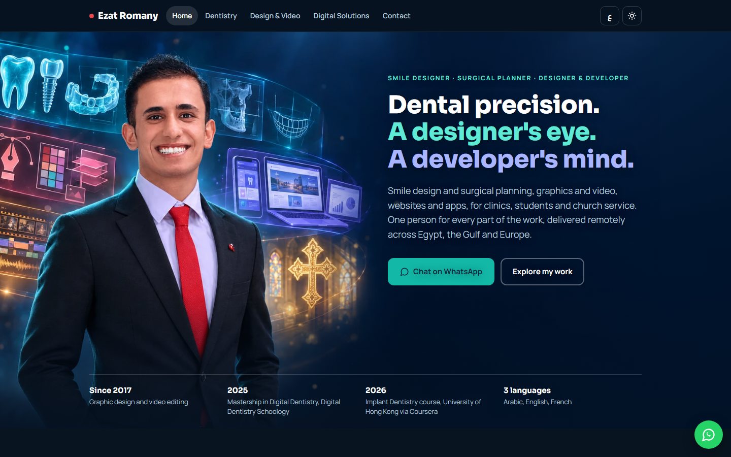 Ezat Romany portfolio website, home page